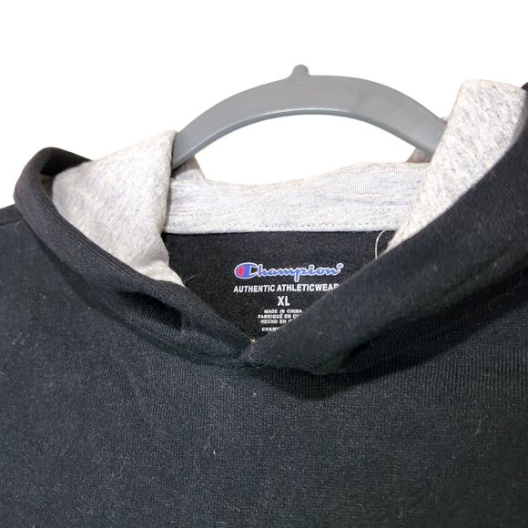 Champion Hoodie Pullover Unisex Teens Black Green Camouflage Sz Large - Picture 3 of 3